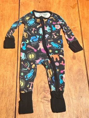 Little Sleepies Bamboo Black Zodiac Print One-Piece Footie